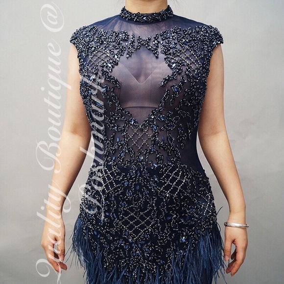 Luxurious Gothic Knight Feather Mermaid Gown, 2-16 - Picture 5 of 8